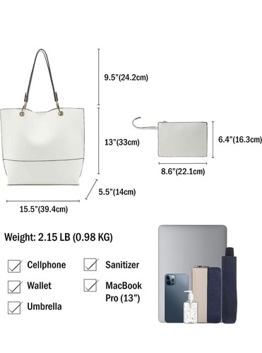 Scarleton stilvolle große Arbeitstasche Handtasche Kunstleder vegan Leder in weiß - Bild 2 von 5