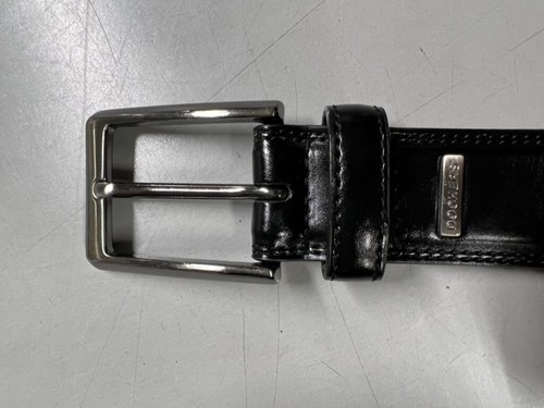 Dockers Belt Mens 40 Adjustable Black Leather Belt - Silver Toned Hardware - Picture 2 of 6