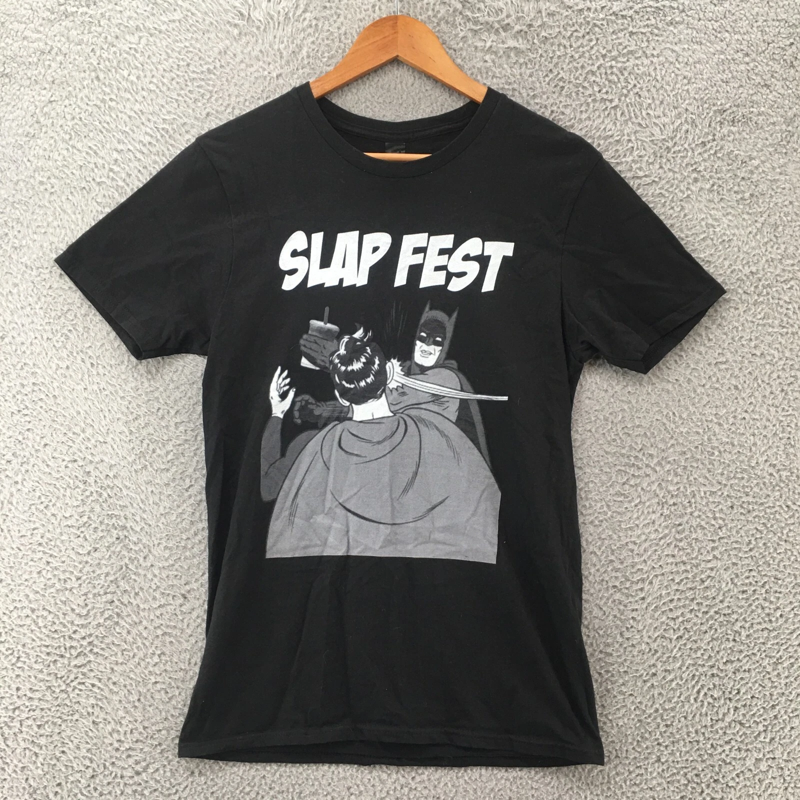 Hanes Slap Fest Print Tee Tshirt Mens S Black Cotton Short Sleeve Pullover Crew