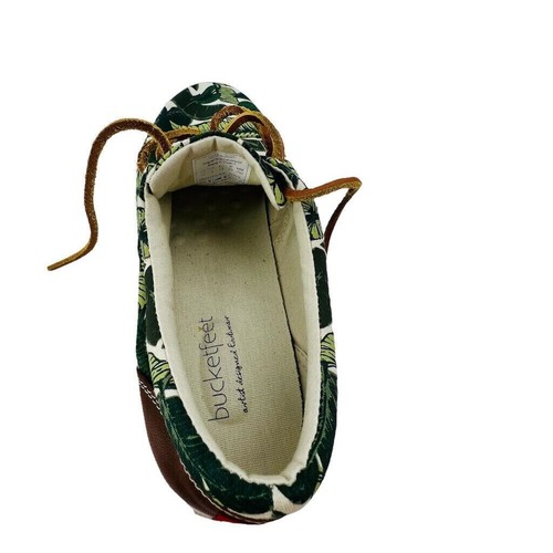 Zapatillas deportivas Bucketfeet para hombre con estampado de hojas tropicales talla 10 de lona y cuero sintético - Imagen 13 de 13