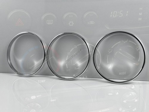 For Kia Sportage 93-03 Polished Aluminium Heater A/C Control Surrounds Rings x3 - Picture 3 of 5