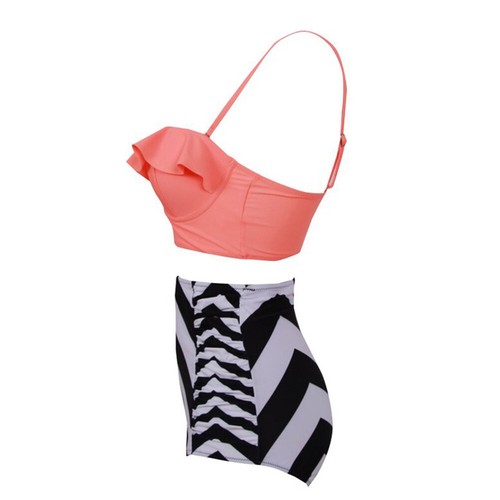 Women Swimwear Bikini Flounce Tummy Control High Waisted Swimsuit Bathing Suit - Bild 18 von 22