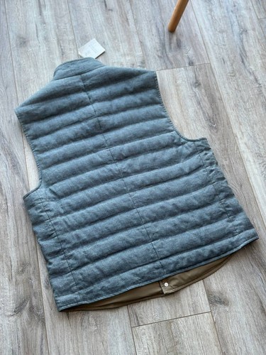 $3700 Brunello Cucinelli Mens Vest Linen New Item Size Medium Navy - Picture 7 of 14