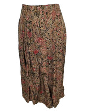 Dana Buchman Brown Floral Silk Front Pleated Maxi Skirt, 8, NWT 298