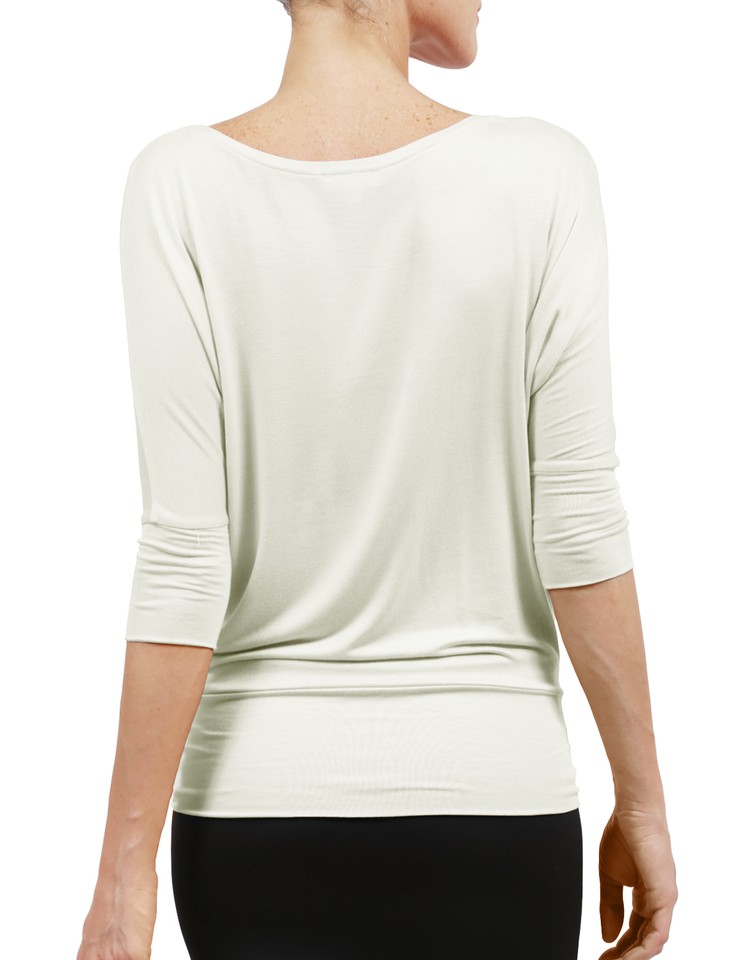 Lock And Love Women's Flowy Batwing Dolman Top - Long Sleeve Draped Blouse, Plus Size Available, Cream - View #8