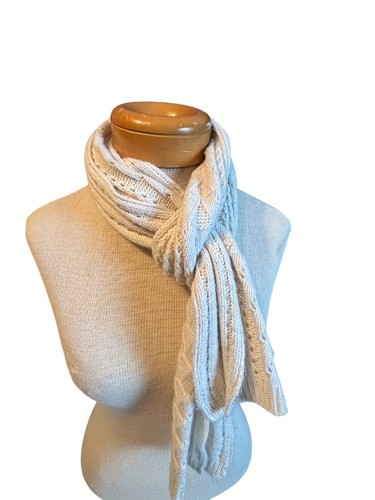 Cable Knit Ivory Scarf 100% Wool - Picture 4 of 6
