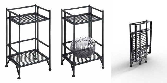 Convenience Concepts 8020B Designs2Go X-Tra Storage 2-Tier Folding Metal Shelf Black