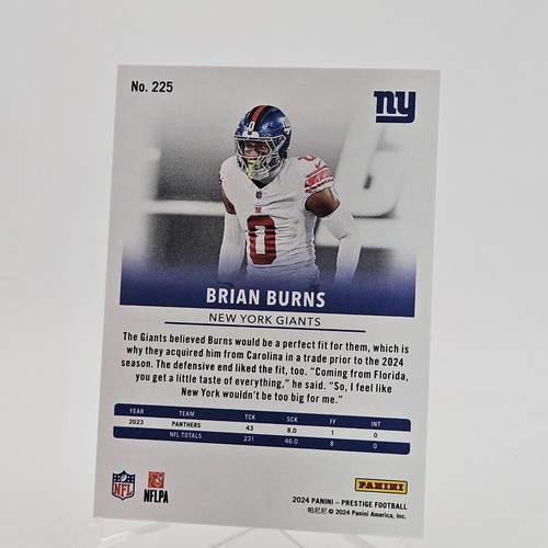 2024 Panini Prestige - Xtra Points Hyper #225 Brian Burns - Picture 2 of 2