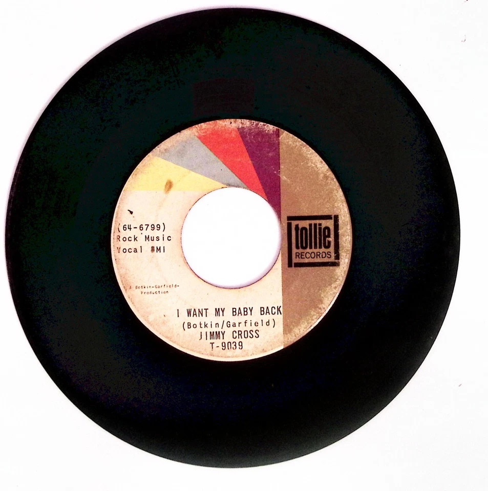 JIMMY CROSS I WANT MY BABY BACK/PLAY THE OTHER SIDE TOLLIE REC. VINYL 45 69-123 - Image 3 of 3