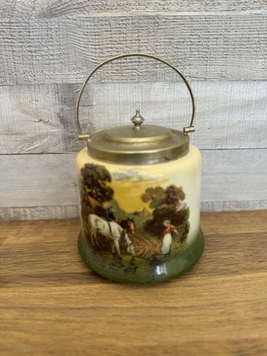 Antike Bristol Englische Ware Porzellan Keksknacker Tabakdose Pferde Selten - Bild 4 von 15