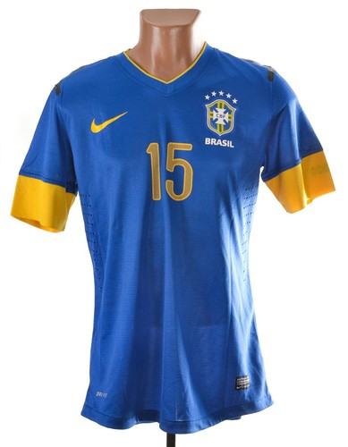 BRAZIL 2012/2013 AWAY FOOTBALL SHIRT NIKE L #15 MATCH WORN ISSUE - Picture 2 of 8