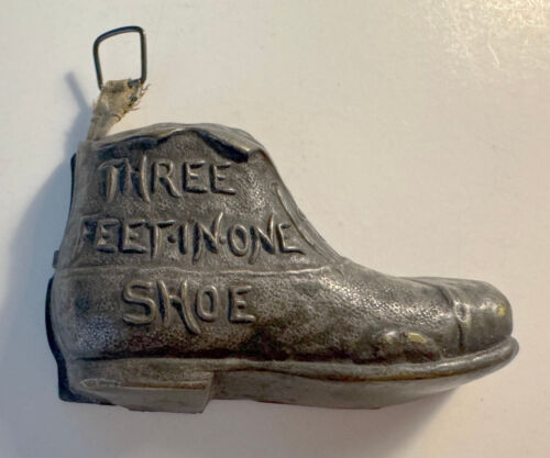 Antiker Messing Figurenschuh Antik Nähen Maßband "Drei Füße in einem Schuh"