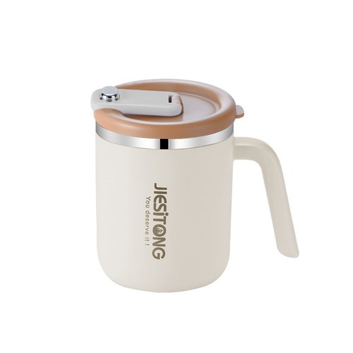 Handy Cup with Handle and Lid Double-layer Gifts for Office Travel Camping - Picture 3 of 18