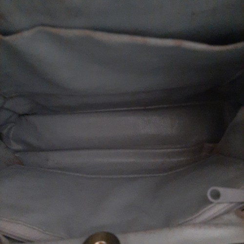 Vtg Dove Gray Metal Mesh Handbag Lucite Double Top Handles 1970s MOD Retro GoGo - Picture 14 of 18