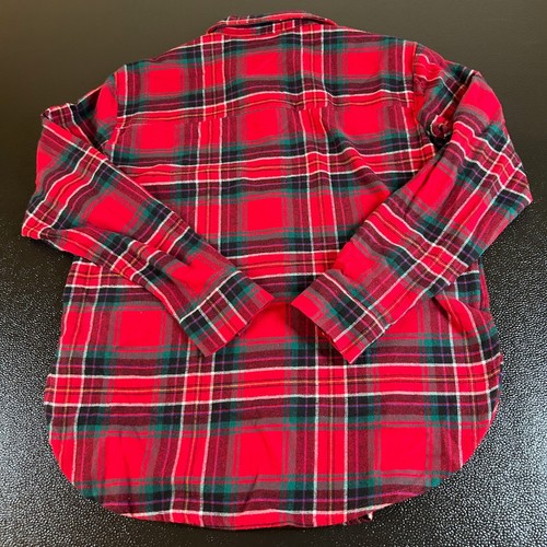 Cooper Key Flannel Pajama Top Plaid Button Up Sleepwear Red Womens Extra Small - Picture 4 of 10