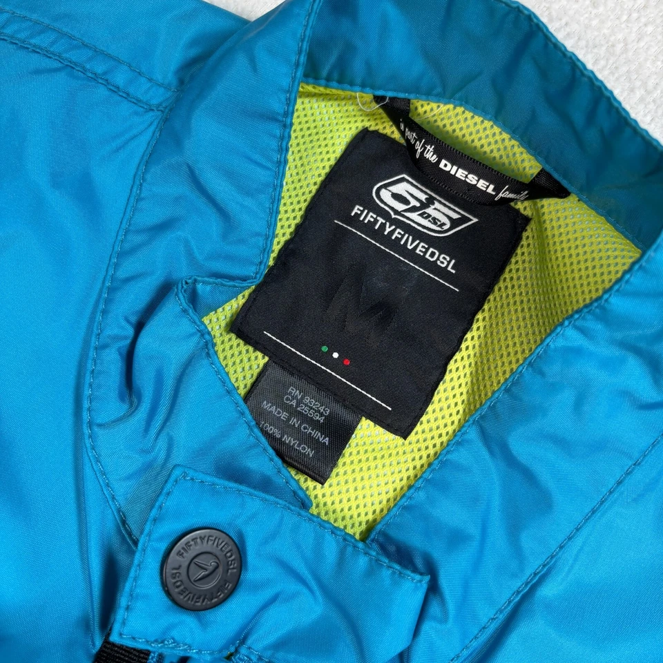 55DSL Nylon Bomber Jacket Men's M Blue Mesh Lining Full Zip Pocket Diesel - Image 3 of 4