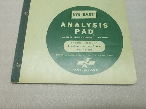 Vintage Eye-Ease National Analysis Pad No. 45-608 National - 11x8.5 - 8 Columns - Picture 2 of 15