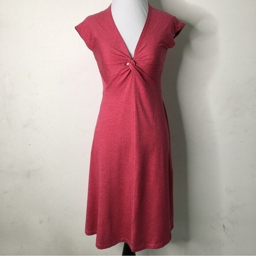 Patagonia Women’s Red Pink V Neck Short Sleeve Twisted Front Dress Size XS - Picture 1 of 16