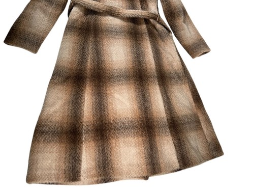 VTG 70S SEARS PURE MOHAIR WOMENS COAT TAN LONG MADE IN ENGLAND LONG OVERCOAT M/L - Picture 6 of 16
