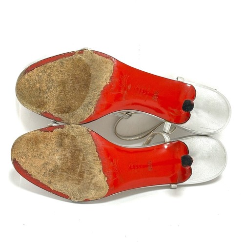 Auténticas sandalias CHRISTIAN LOUBOUTIN - de cuero plateado para mujer - Imagen 4 de 6