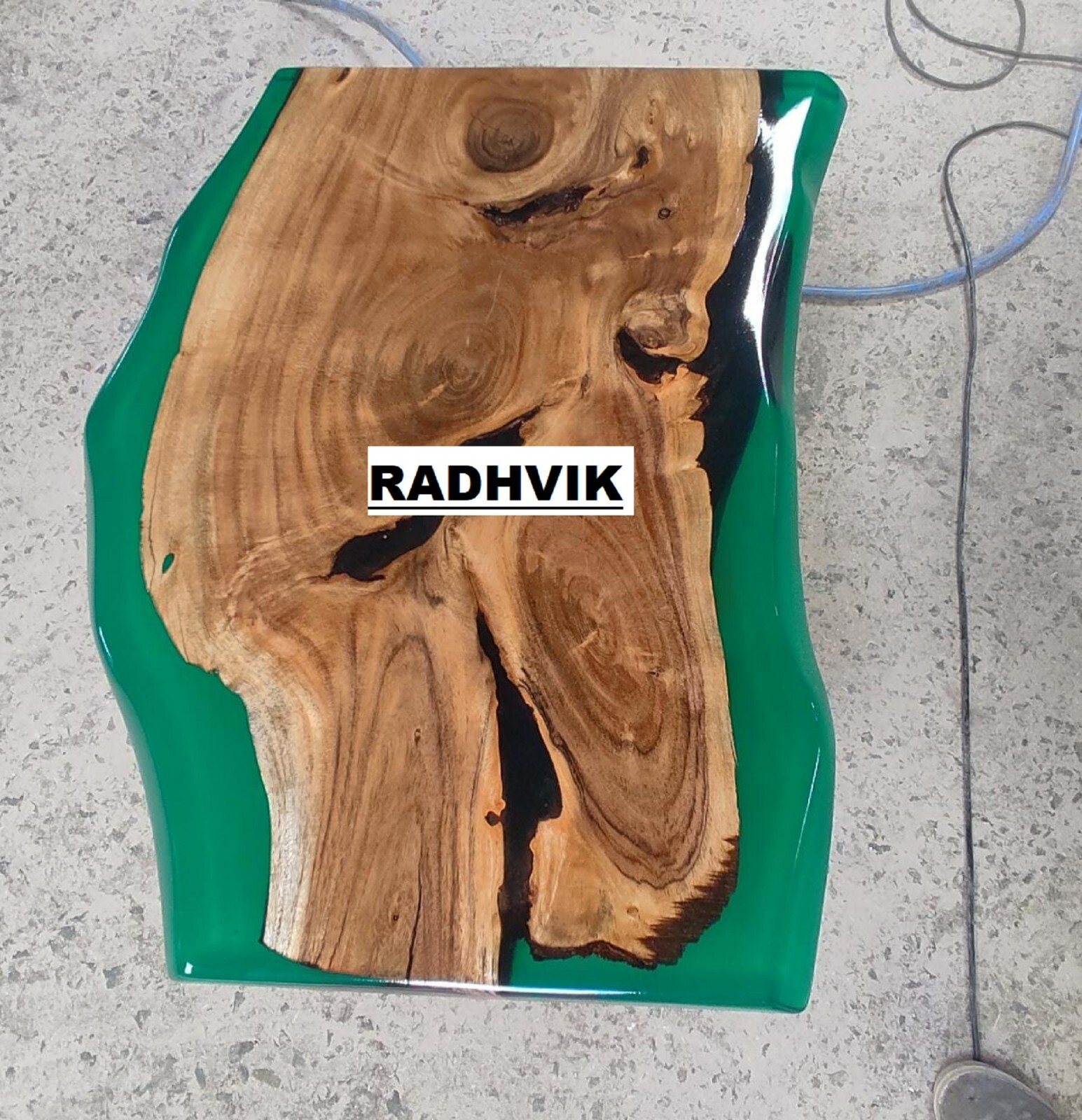 Ocean Green Resin River Dining Custom Center Table Acacia Wooden Handmade Décors