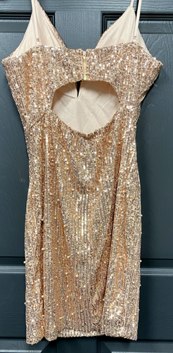 Mini Vestido Moda Nova Getting Lucky Lentejuelas XL Oro Rosa CD24532 - Imagen 2 de 11