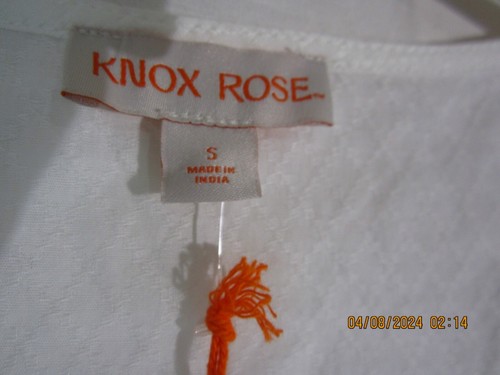 Knox Rose Women's White Flutter Short Sleeve Embroidered Top S - Picture 9 of 15