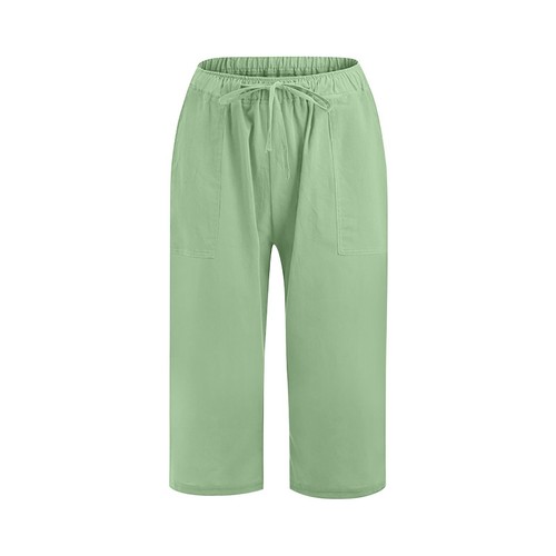 Women Cotton Linen Capris Casual Summer Loose Fit Plus Size Wide Leg Crop Pants - Picture 48 of 69