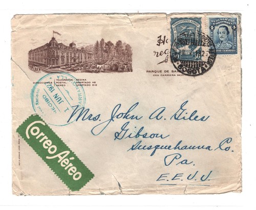 COLOMBIA ADVERT Cover *SCADTA* LABEL Air 1927 Barranquilla USA PA Gibson MA988 - Picture 8 of 12