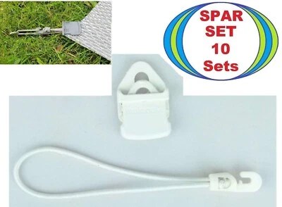 HOLDON 10 x Sonnensegel Planen Spanner MINI CLIP weiß + 18 cm Spann Gummi Haken Klammer