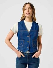 Wrangler - Women's Femme Denim Western Vest In Unworn Mid Blue - Small
