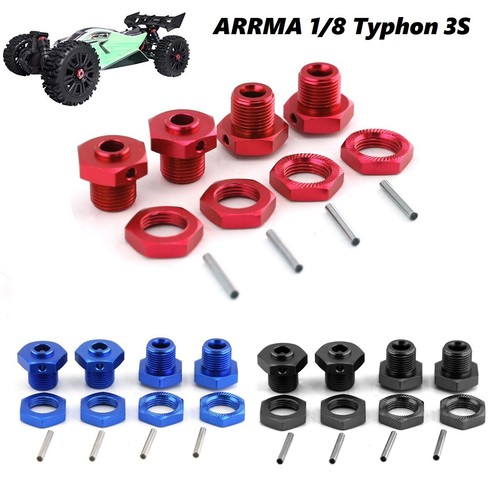 17mm Aluminum Wheel Hex Nuts Pins Hexes Set For 1:8 Arrma Typhon V3 4x4 3s Buggy - Picture 1 of 19