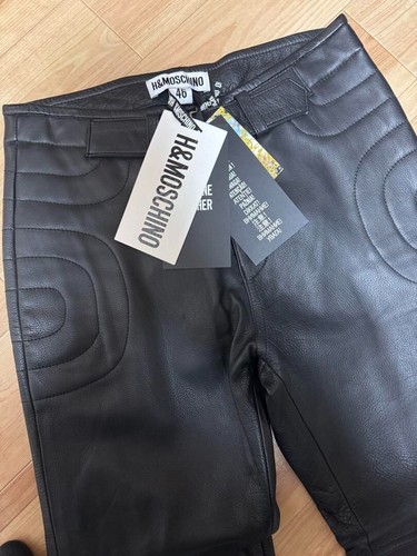 Leather Moschino Pants Rider Jacket H&M Collab Size S New From Japan