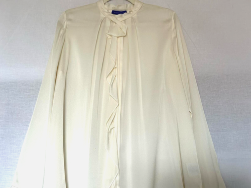 WINSER LONDON Blouse 16 Ivory Silk Ruffle Long Sleeves - Picture 6 of 24
