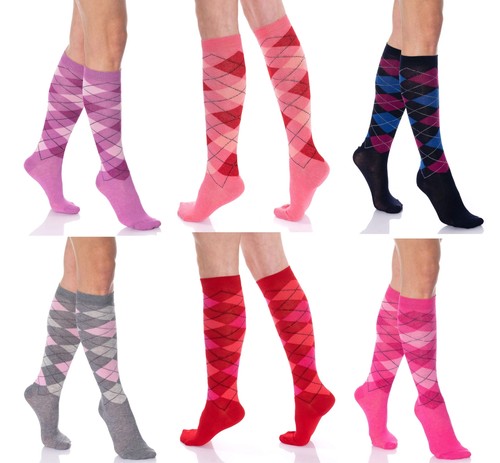 Argyle Knee High Socks for Women 6 Pairs Colorful Over the Calf Knee Socks - Bild 1 von 7