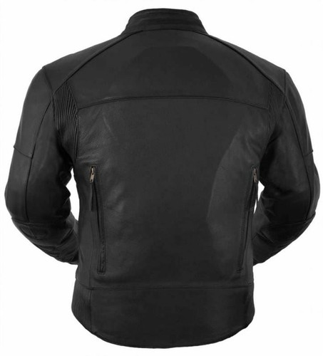 Chaqueta de cuero para motocicleta True Element premium estilo scooter ventilado cuello de cuero para motocicleta - Imagen 11 de 13