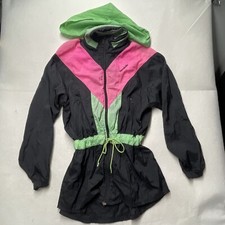 Vintage 80s Party Festival Reebok Zip Up Jacket Windbreaker Size S Neon Pink