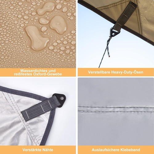 Zeltplane Tarp Wasserdicht Regenschutz Anti-UV Sonnensegel Strand Vordächer - Bild 3 von 12