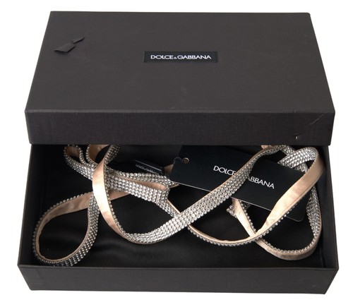 DOLCE & GABBANA Belt Beige Silk Clear Crystal Bow Waist S. Tag S / 63cm 1200usd - Picture 4 of 4