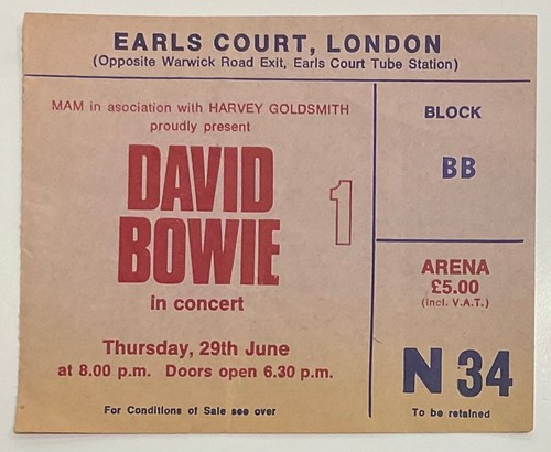 David Bowie Original Concert Tickets Select From Dropdown List - Imagen 17 de 64