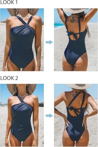 CUPSHE Women's One Piece Swimsuits Ruched Bathing Suit Tummy Control M - Picture 4 of 6