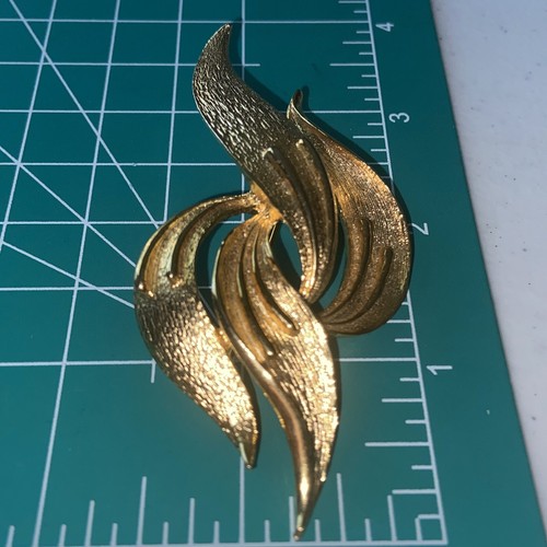 Vintage Brosche Pin Goldton Wirbel Kostüm Schmuck groß signiert - Bild 8 von 11