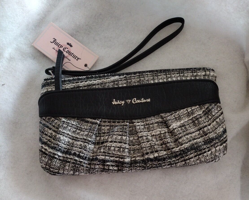 Juicy Couture Armband schwarz grau & weiß 2 Reißverschlusstaschen saftige Couture neu mit Etikett
