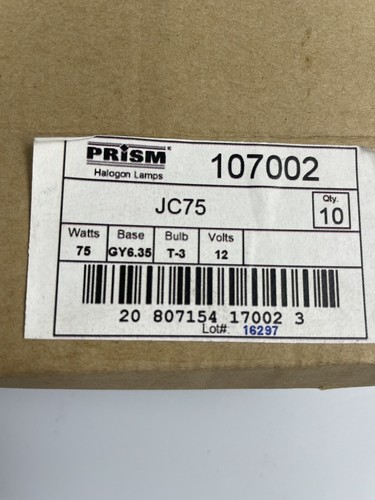Box of 10 - Prism 107002 Halogen Lamp Bulb JC75 - T3 - 75W - Clr - 12V - GY6.35 - Picture 2 of 4