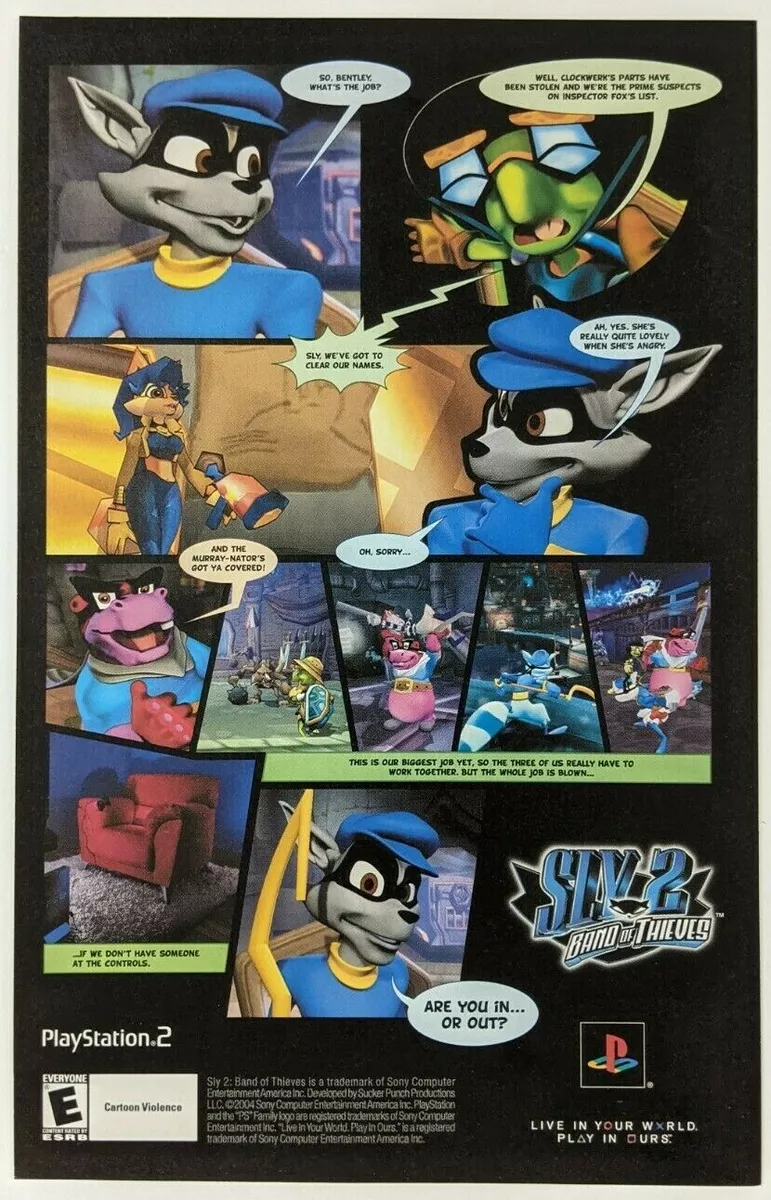 Sly Cooper 2 Band of Thieves Print Ad Game Poster Art PROMO Original PS2  Advert