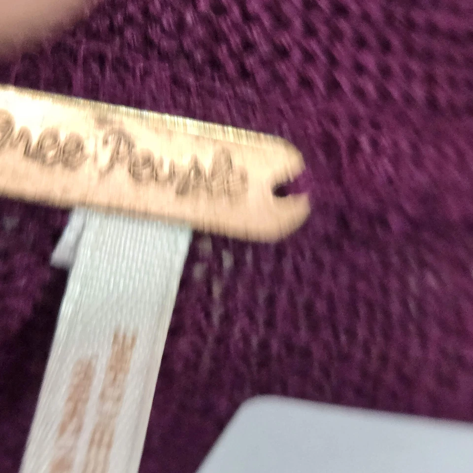 Free People Women Cardigan L Purple Cotton Linen Long Duster READ - Image 3 of 4