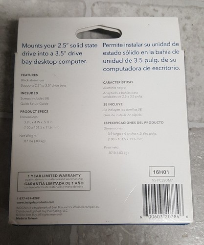 OPEN BOX Insignia SSD Mount for 2.5" Solid State Drive (NS-PCSSDM7)  - Picture 3 of 4