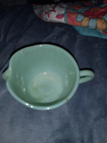 Vintage Fire-King Oven Ware Jadeite Green Jane Ray Creamer Cup - Picture 3 of 4