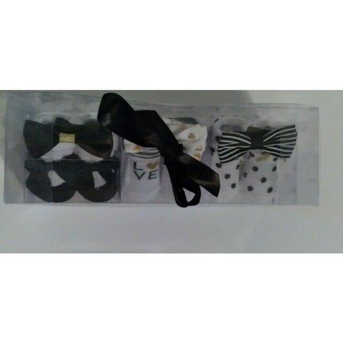 Conjunto de 6 calcetines diadema Hudson bebé niña negro/blanco/dorado regalo ducha 0-9 meses nuevo - Imagen 4 de 5
