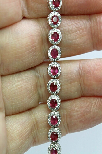 Silver Bracelet Ruby Genuine Natural Gems Solid Sterling 6 1/2 to 7 3/4 Inch - Picture 14 of 24